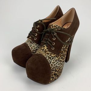 Luichiny Womens leopard print platform heels shoes